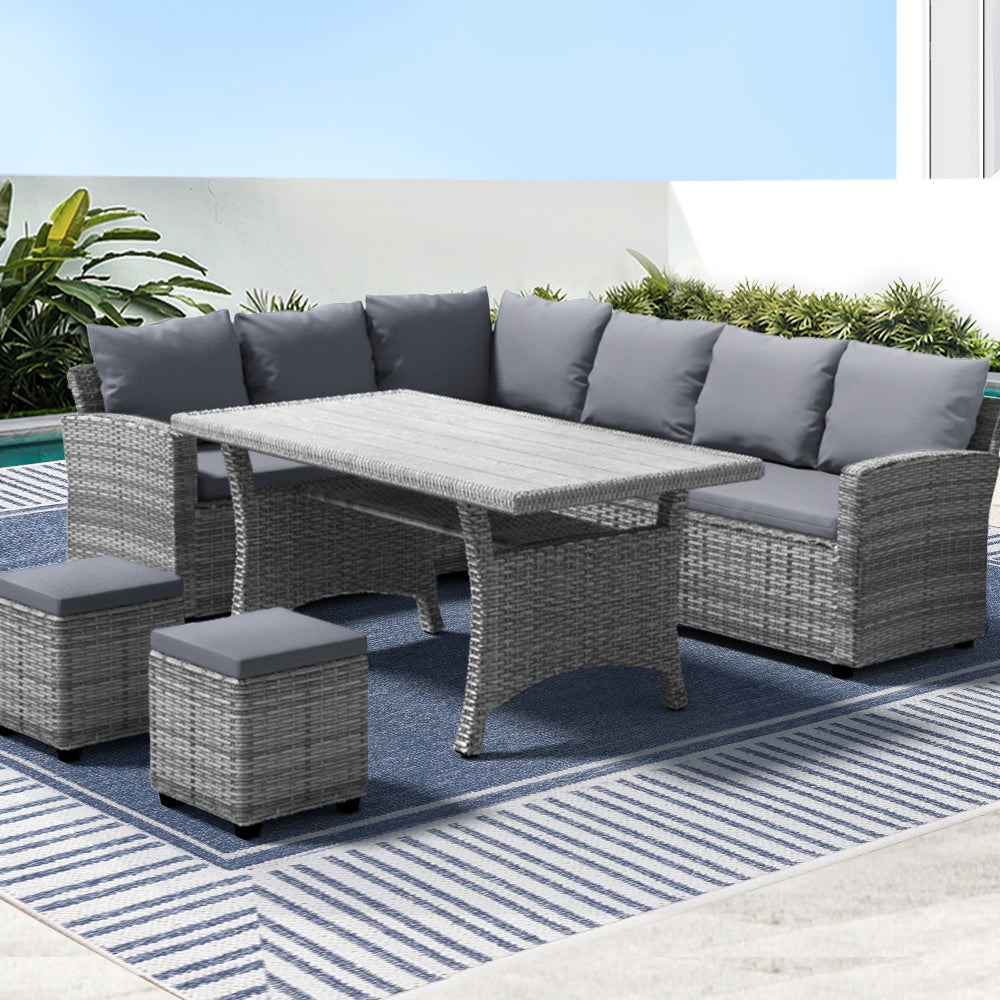 Gardeon Outdoor Dining Set Wicker Table Chairs Setting 8 Seater-7