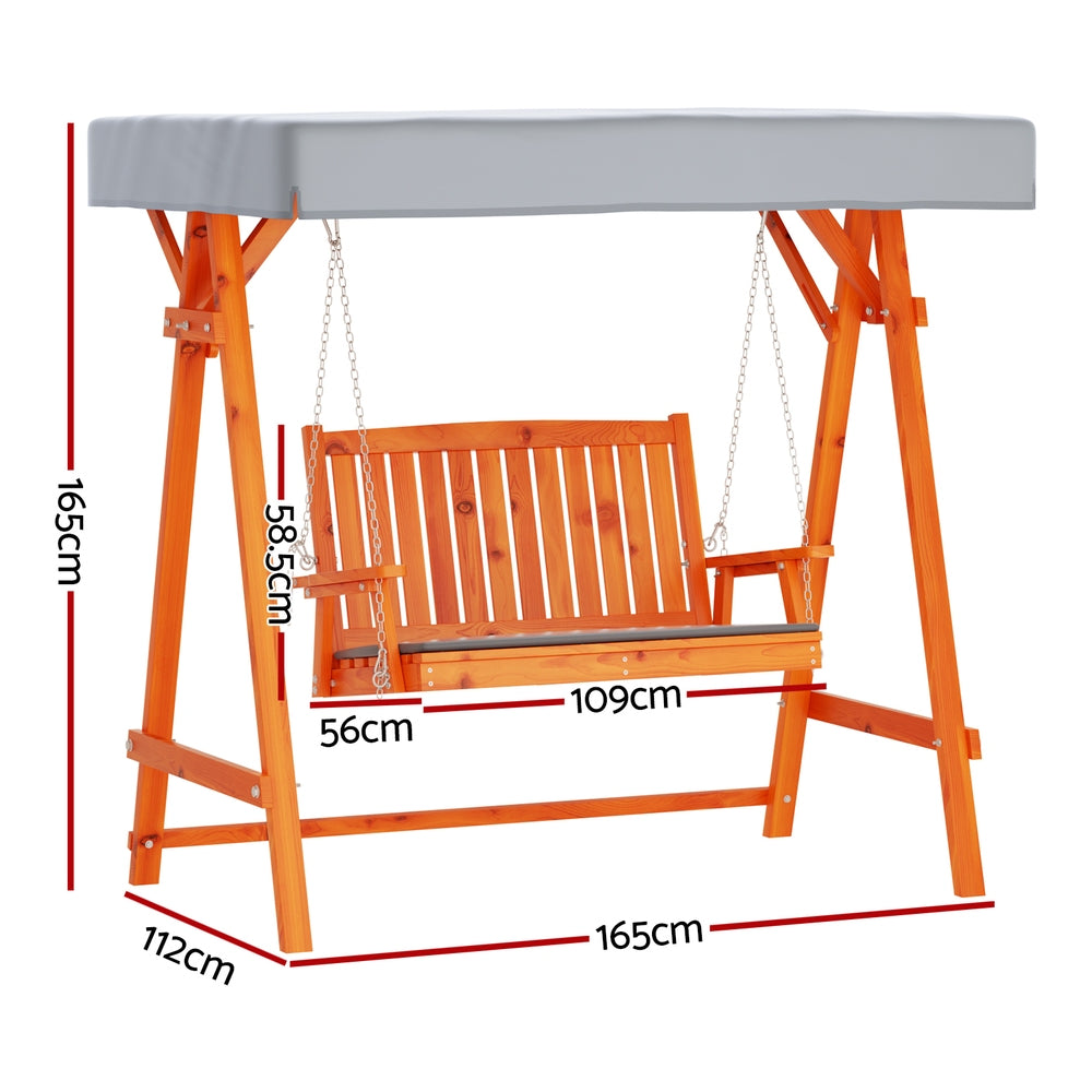 Gardeon Swing Chair Wooden Garden Bench Canopy 2 Seater Outdoor Furniture-1