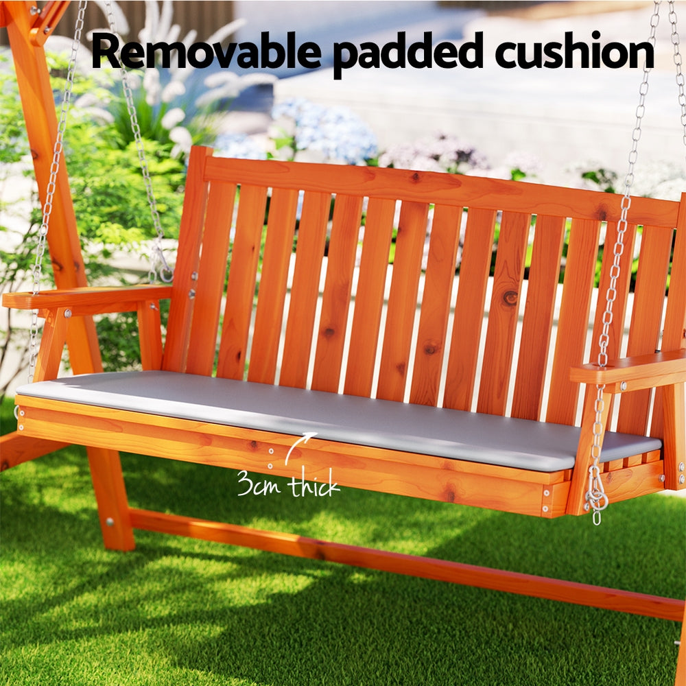 Gardeon Wooden Swing Chair Garden Bench Canopy 3 Seater Outdoor Furniture-5