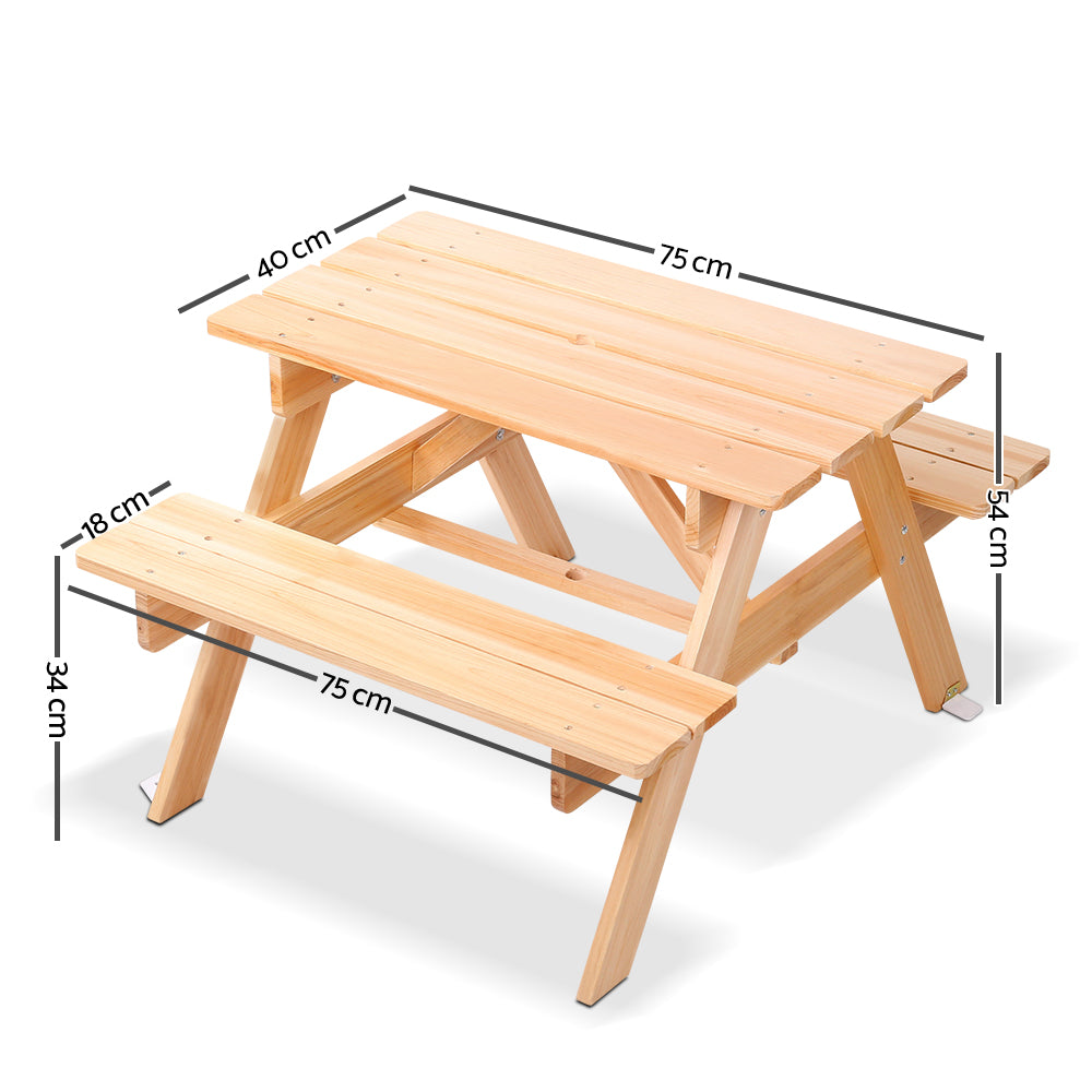 Keezi Kids Outdoor Table and Chairs Picnic Bench Set Children Wooden-1