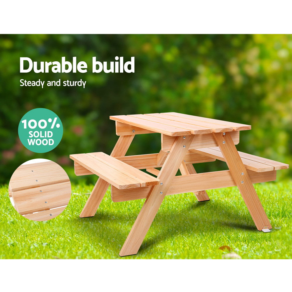 Keezi Kids Outdoor Table and Chairs Picnic Bench Set Children Wooden-2