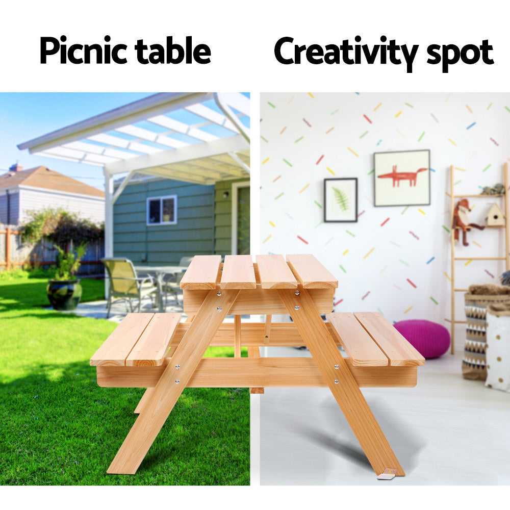 Keezi Kids Outdoor Table and Chairs Picnic Bench Set Children Wooden-3