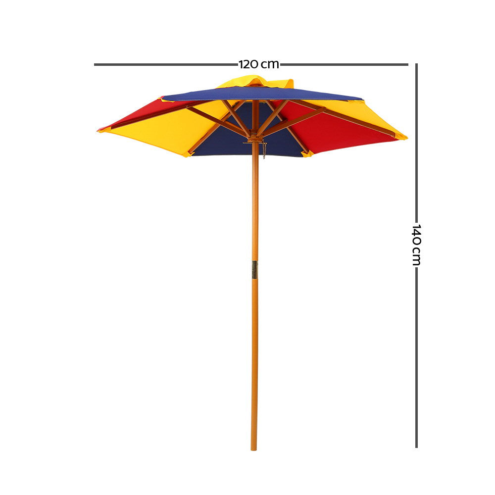 Keezi Kids Wooden Picnic Table Set with Umbrella-2