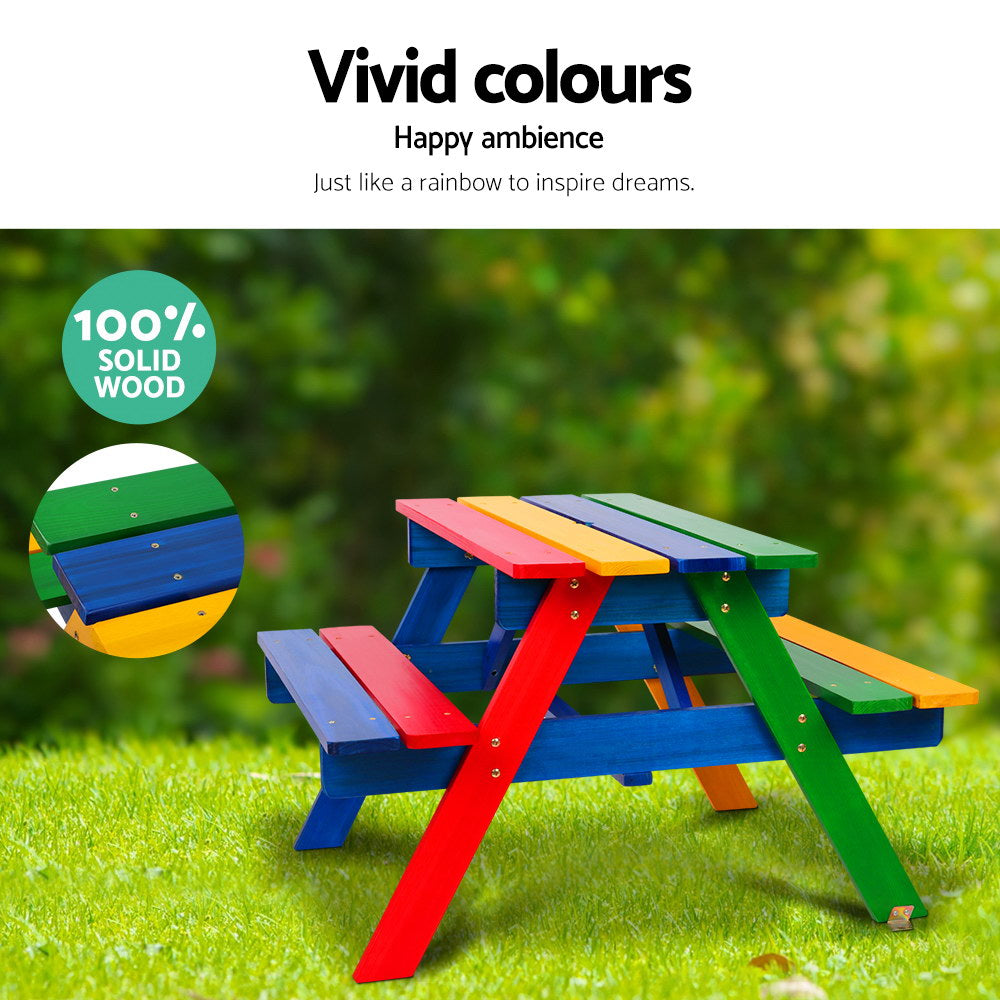 Keezi Kids Wooden Picnic Table Set with Umbrella-3