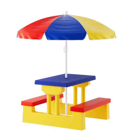 Keezi Kids Outdoor Table and Chairs Set Picnic Bench Umbrella Children Indoor-0