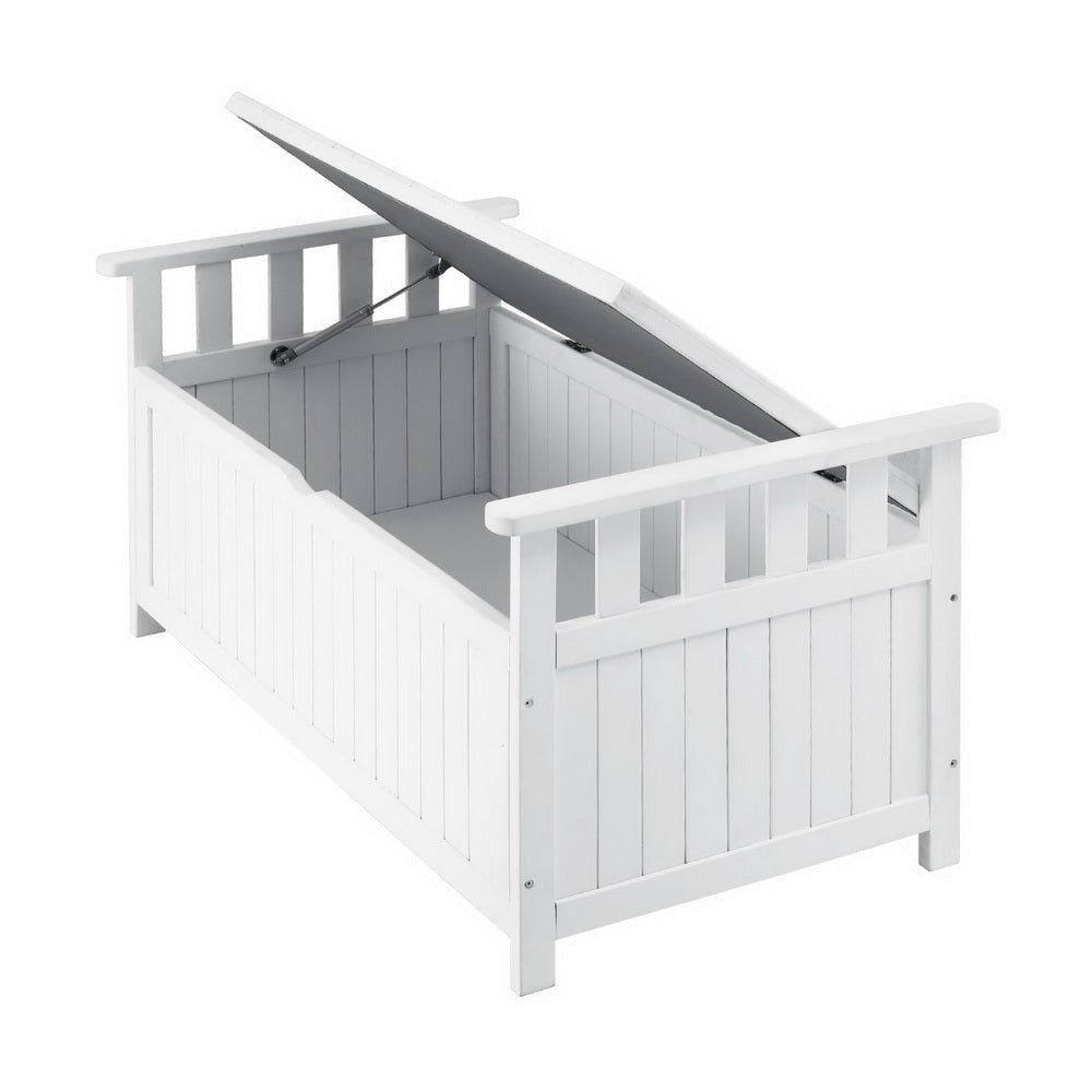 Gardeon Outdoor Storage Bench Box Wooden Garden Toy Tool Patio Furniture White-2