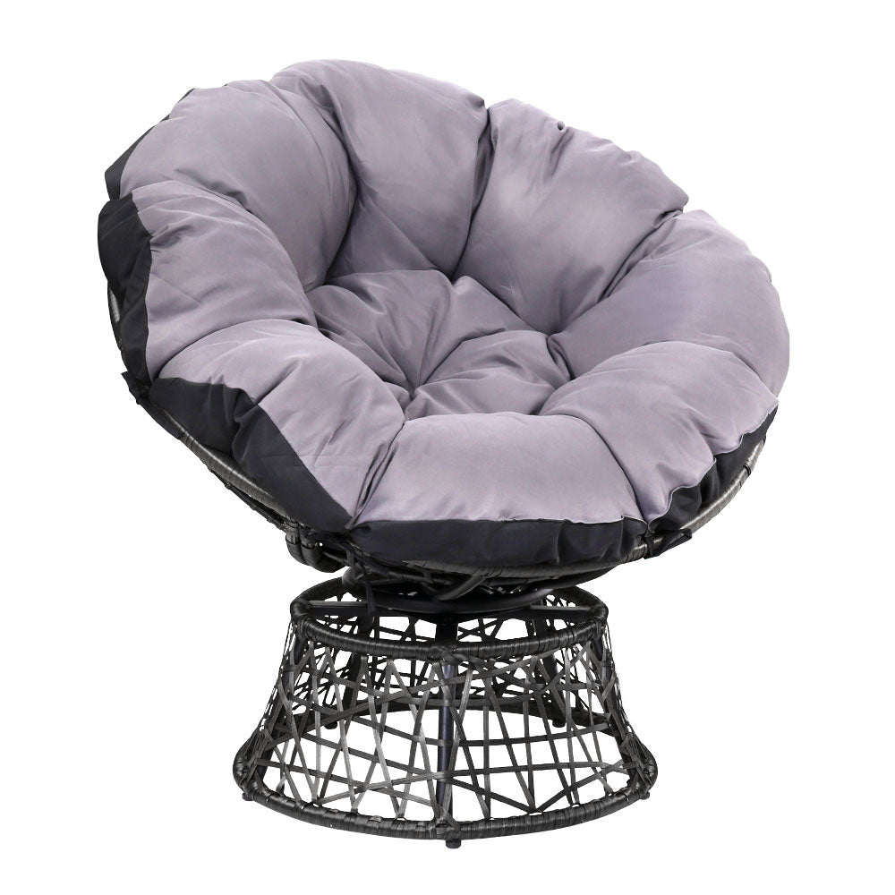 Gardeon Outdoor Chairs Outdoor Furniture Papasan Chair Wicker Patio Garden Black-0