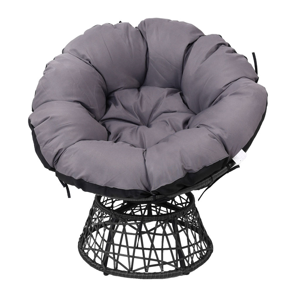 Gardeon Outdoor Chairs Outdoor Furniture Papasan Chair Wicker Patio Garden Black-2