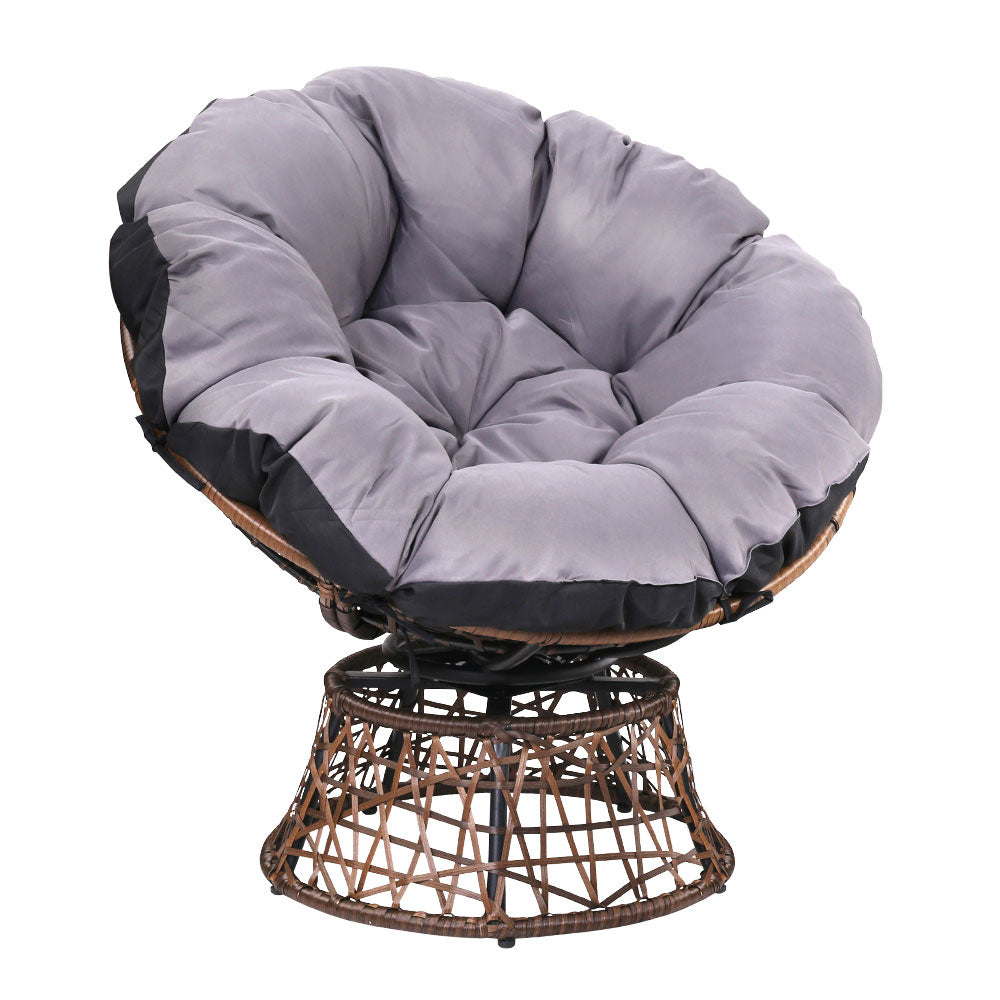 Gardeon Outdoor Chairs Outdoor Furniture Papasan Chair Wicker Patio Garden Brown-0