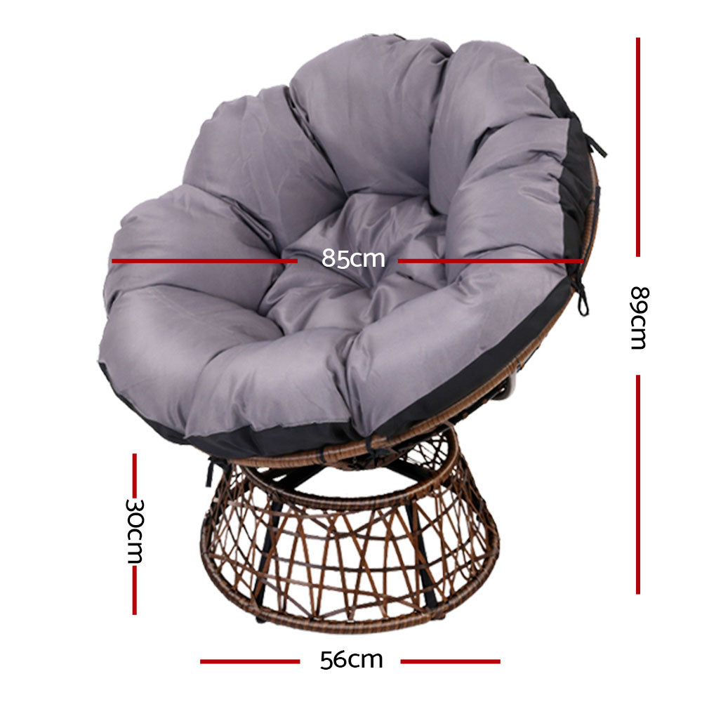 Gardeon Outdoor Chairs Outdoor Furniture Papasan Chair Wicker Patio Garden Brown-1