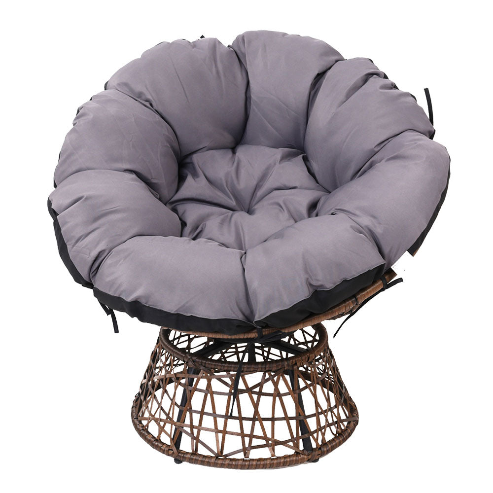 Gardeon Outdoor Chairs Outdoor Furniture Papasan Chair Wicker Patio Garden Brown-2