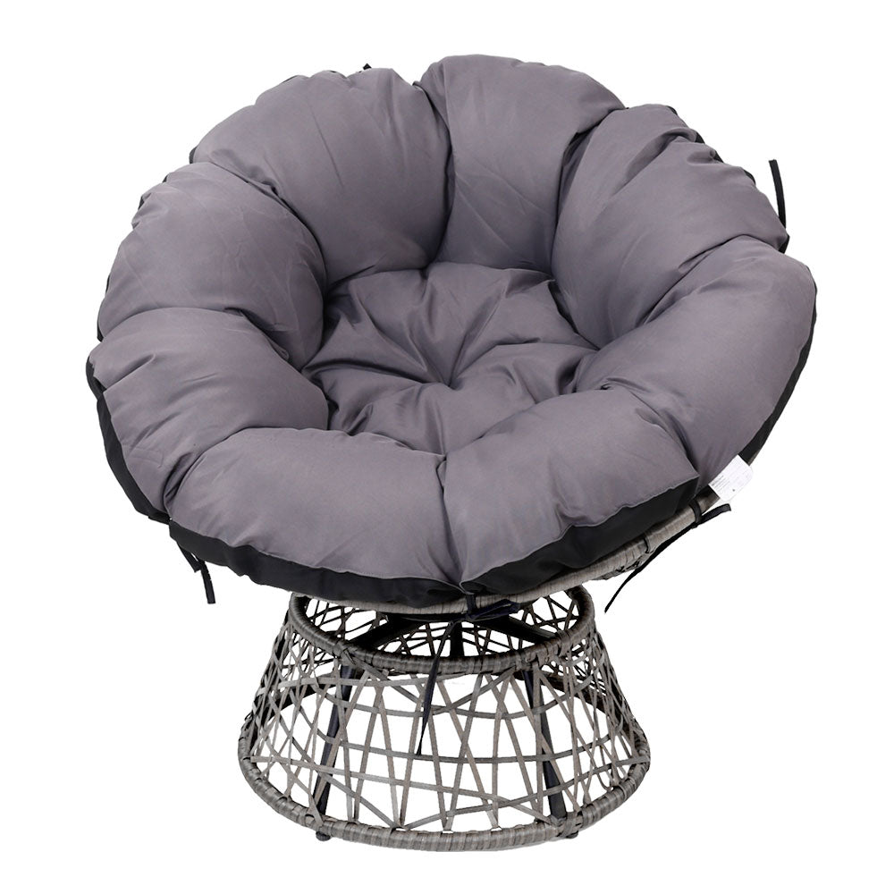 Gardeon Outdoor Chairs Outdoor Furniture Papasan Chair Wicker Patio Garden Grey-2