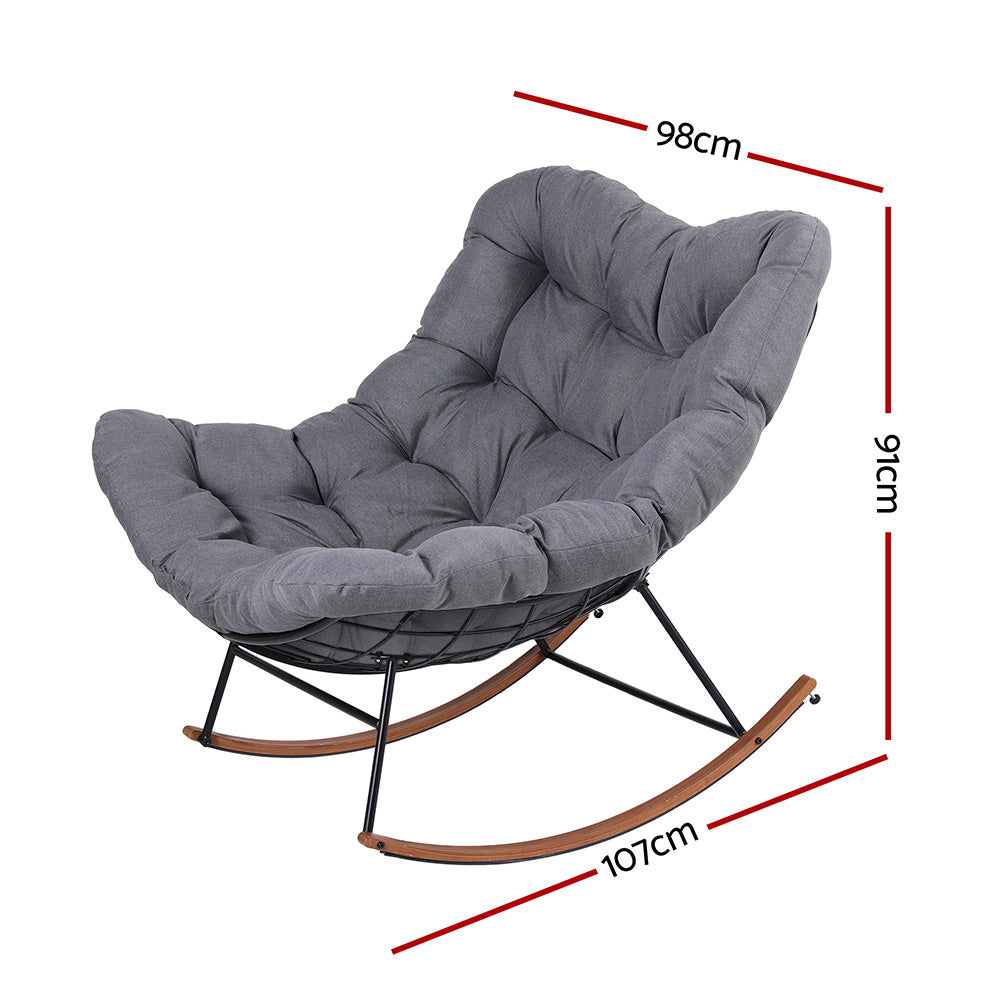 Gardeon Outdoor Rocking Chair Furniture Papasan Recliner Garden Patio Lounge Setting-2