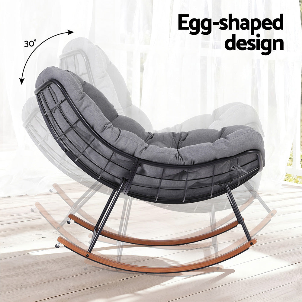 Gardeon Outdoor Rocking Chair Furniture Papasan Recliner Garden Patio Lounge Setting-5