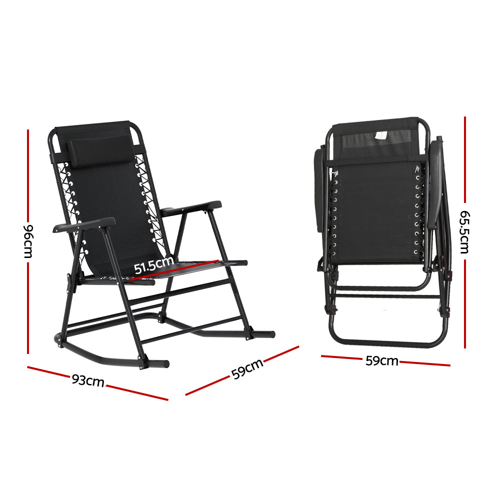 Gardeon Outdoor Rocking Chair Folding Reclining Recliner Patio Furniture Garden-1