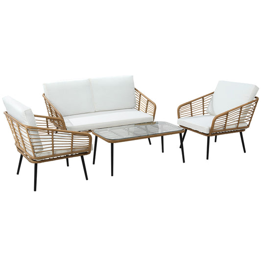 Gardeon 4-Piece Outdoor Sofa Set Rattan Lounge Setting Table Chairs-0