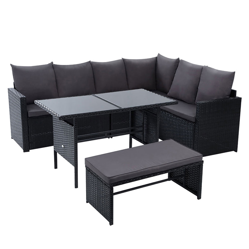 Gardeon Outdoor Furniture Dining Setting Sofa Set Lounge Wicker 8 Seater Black-0