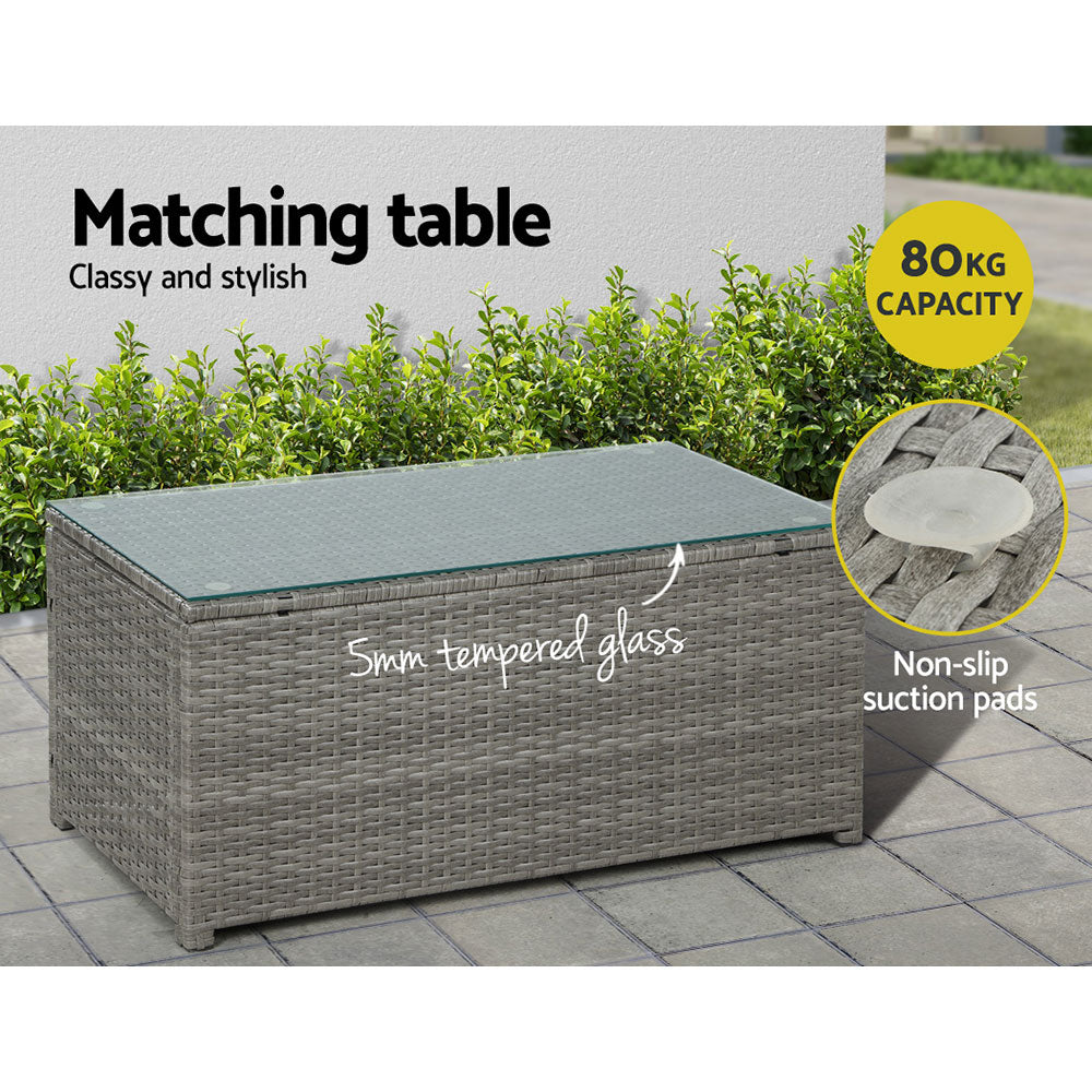 Gardeon 4-Piece Outdoor Sofa Set Wicker Couch Lounge Setting Grey-6