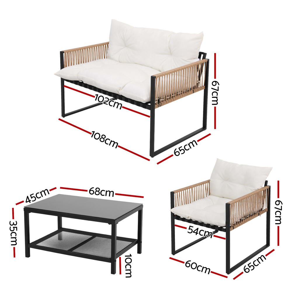 Gardeon 4 Seater Outdoor Sofa Set 4PCS Table Chair Set Garden Patio Furniture-1