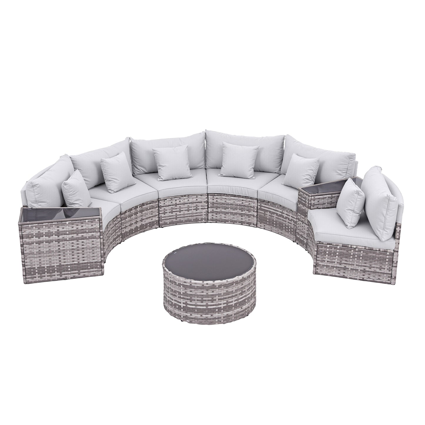 Gardeon 6 Seater Outdoor Sofa Set 9PCS Table Chair Set Garden Rattan Patio Furniture