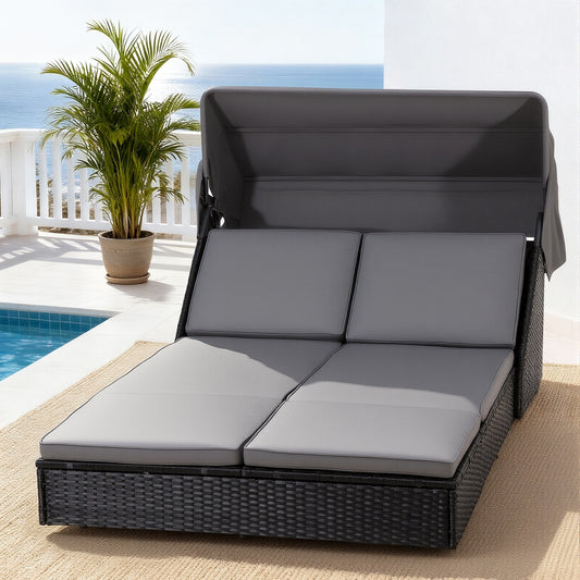 Gardeon Outdoor Day Bed Sun Lounge Setting Wicker Lounger Patio Furniture-0
