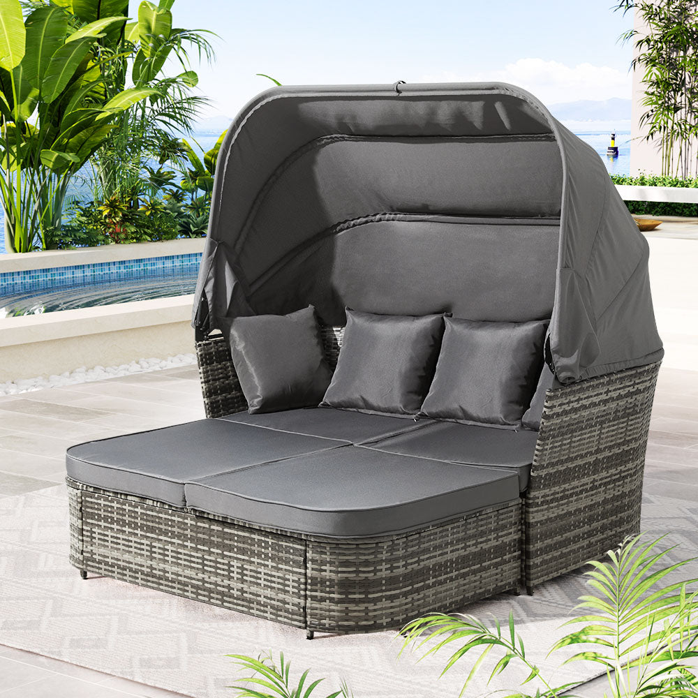 Gardeon Outdoor Sun Lounge Setting Patio Furniture Wicker Sofa Garden Day Bed-6