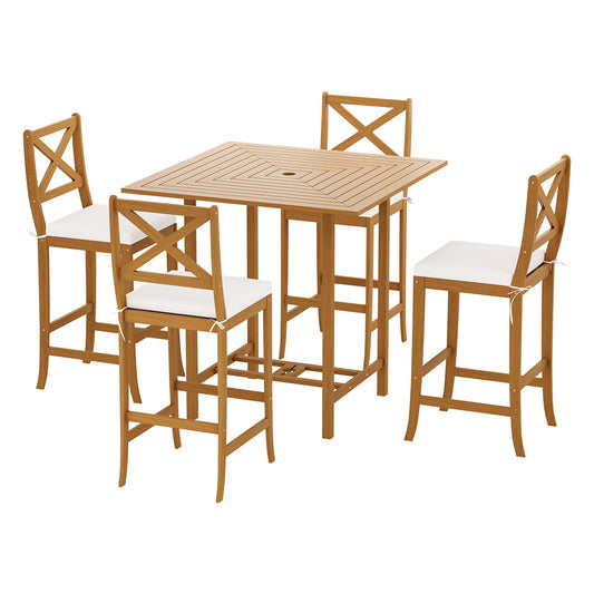 Gardeon 5-Piece Outdoor Bar Set Acacia Wood Bistro Patio Table Stools-0