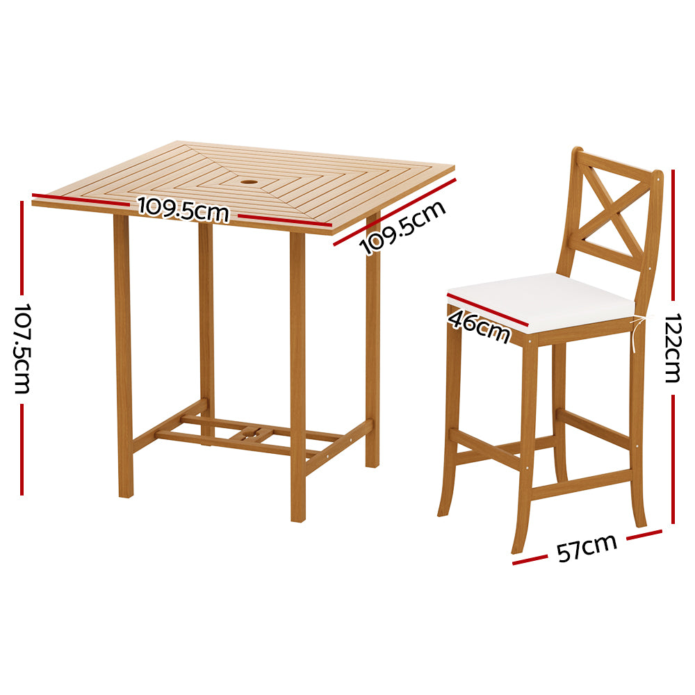 Gardeon 5-Piece Outdoor Bar Set Acacia Wood Bistro Patio Table Stools-1