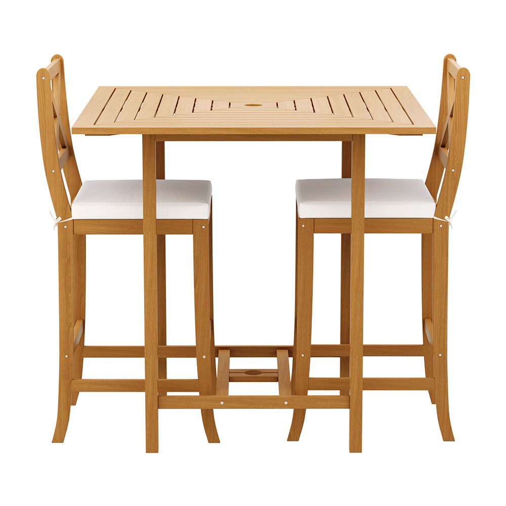 Gardeon 5-Piece Outdoor Bar Set Acacia Wood Bistro Patio Table Stools-2