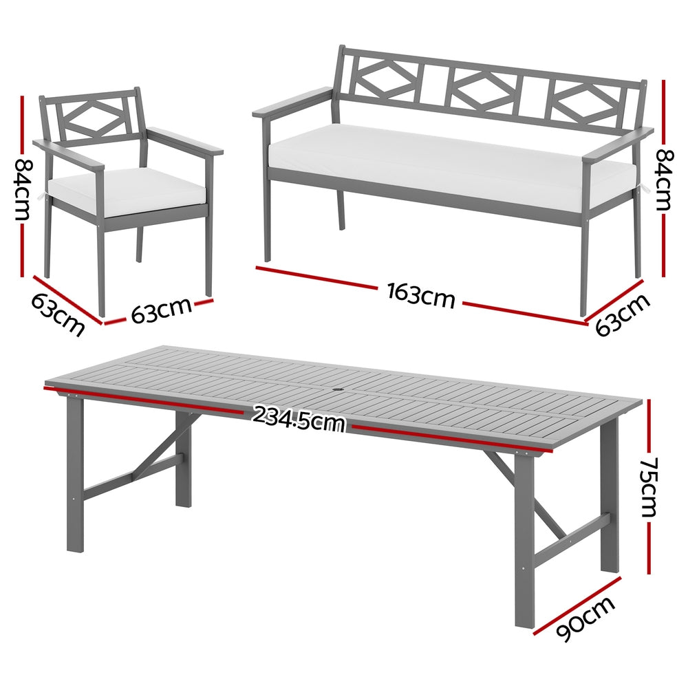 Gardeon Outdoor Dining Set 5 Piece Wooden Table Chairs Setting Grey-1