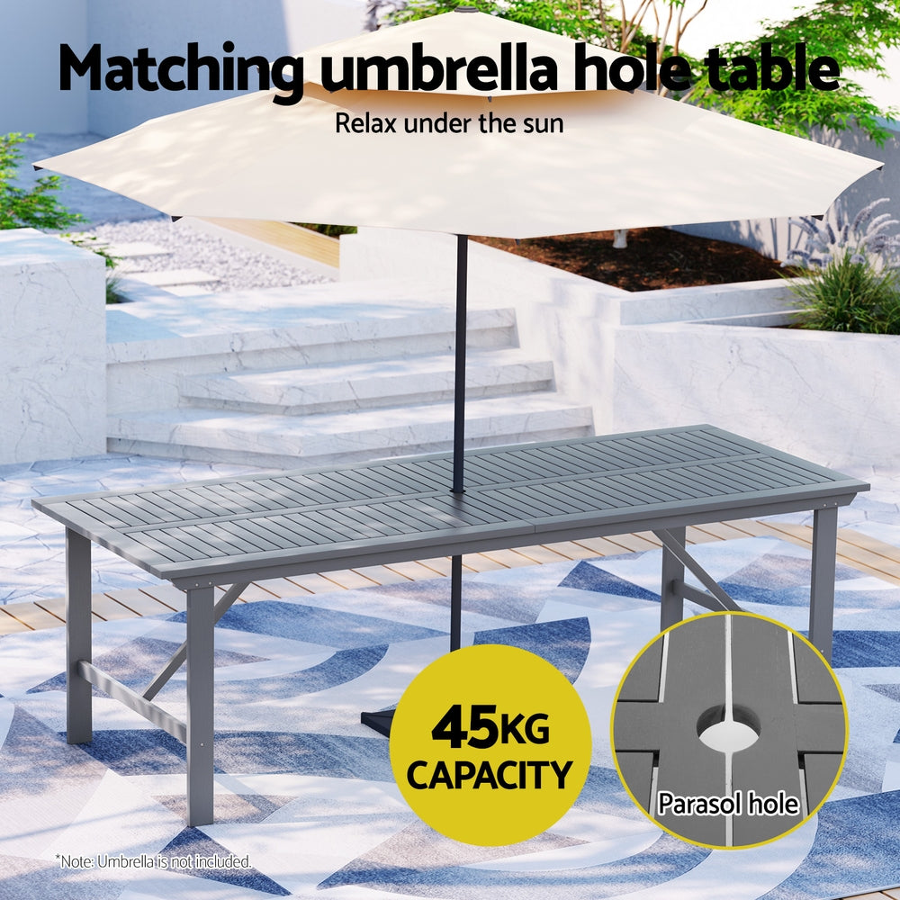 Gardeon Outdoor Dining Set 5 Piece Wooden Table Chairs Setting Grey-5