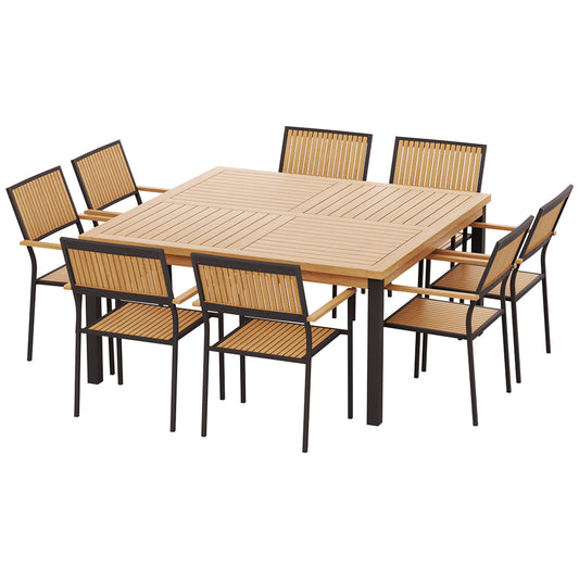 Gardeon Outdoor Dining Set 9 Piece Wooden Table Chairs Setting-0