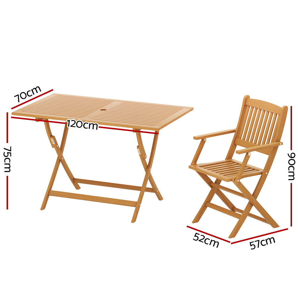 Gardeon Outdoor Dining Set 7 Piece Wooden Table Chairs Setting Foldable-1