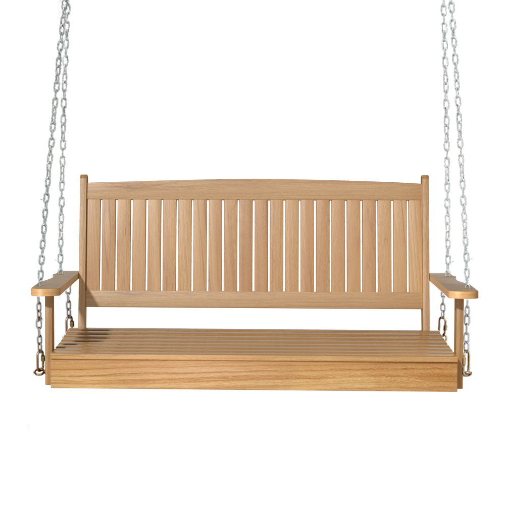 Gardeon Porch Swing Chair With Chain Outdoor Furniture Wooden Bench 2 Seat Teak-2