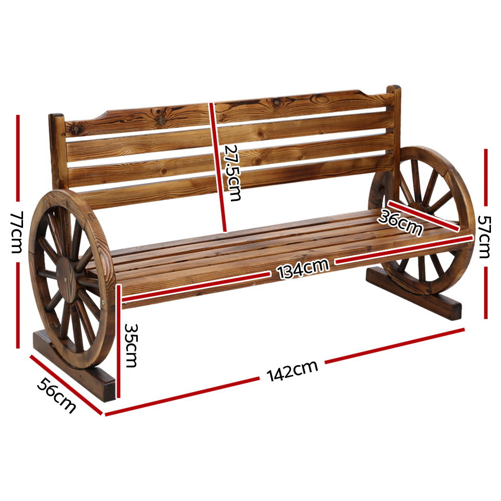 Gardeon Outdoor Garden Bench Wooden 3 Seat Wagon Chair Lounge Patio Furniture-1