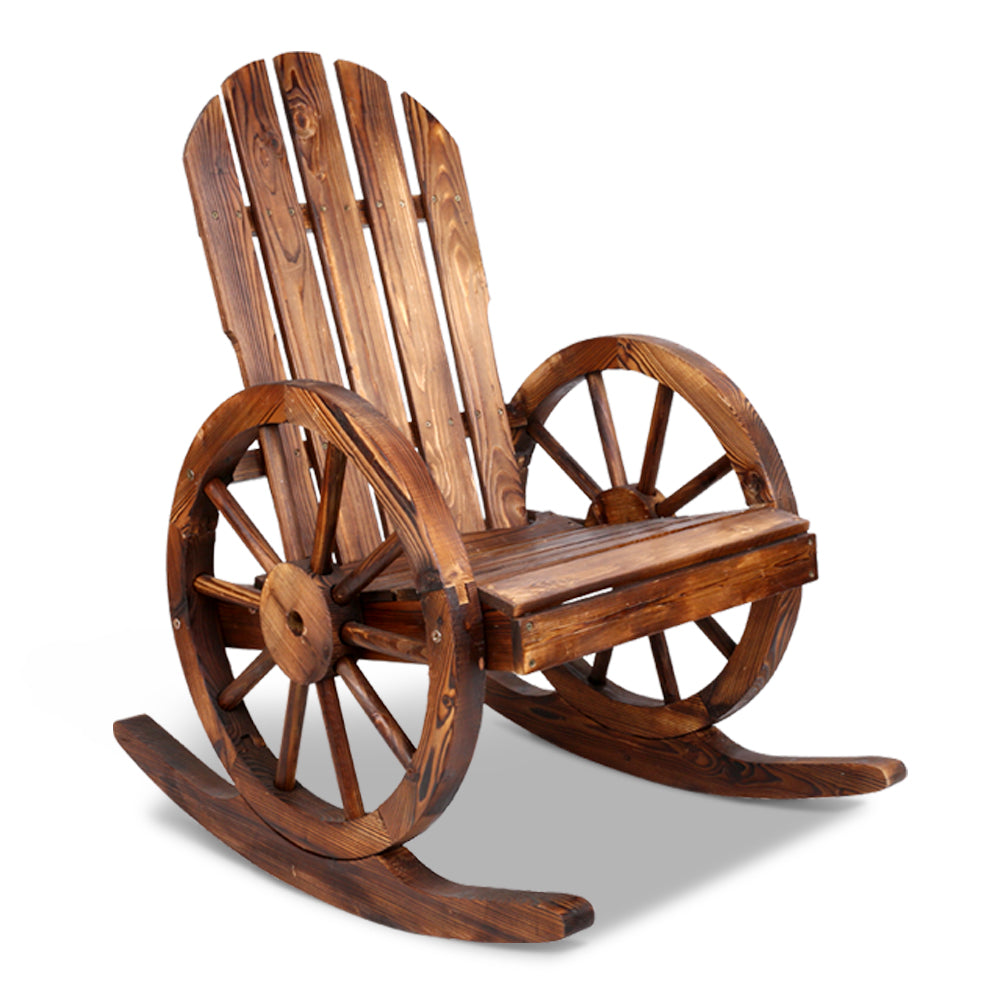 Gardeon Wagon Wheels Rocking Chair - Brown-0