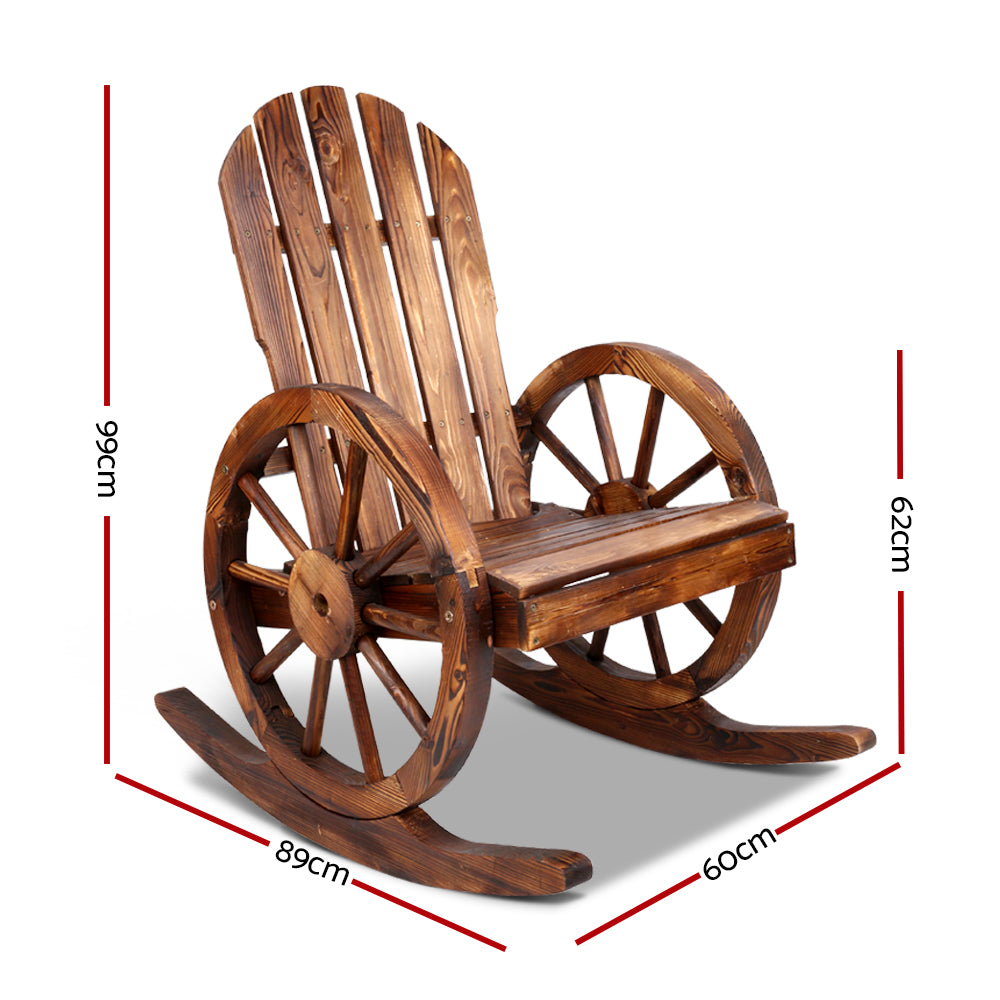 Gardeon Wagon Wheels Rocking Chair - Brown-1