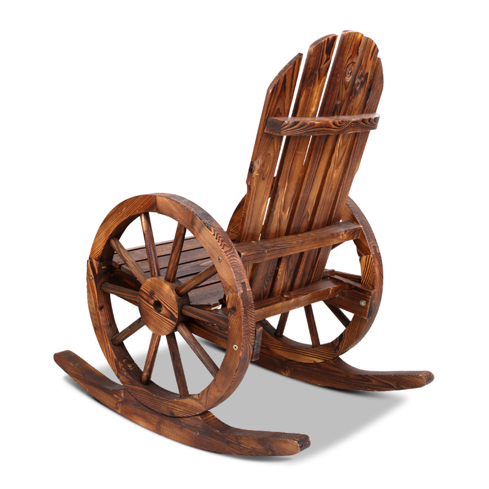 Gardeon Wagon Wheels Rocking Chair - Brown-4