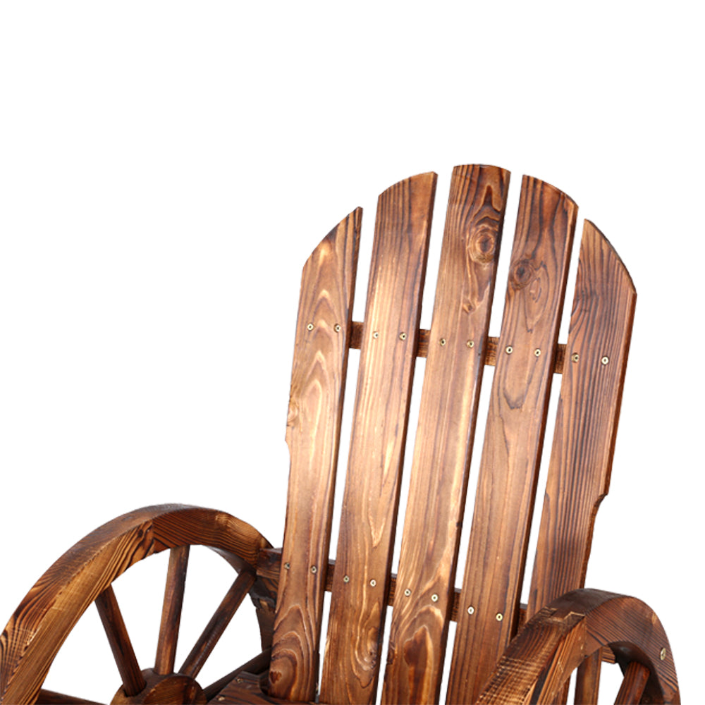 Gardeon Wagon Wheels Rocking Chair - Brown-5