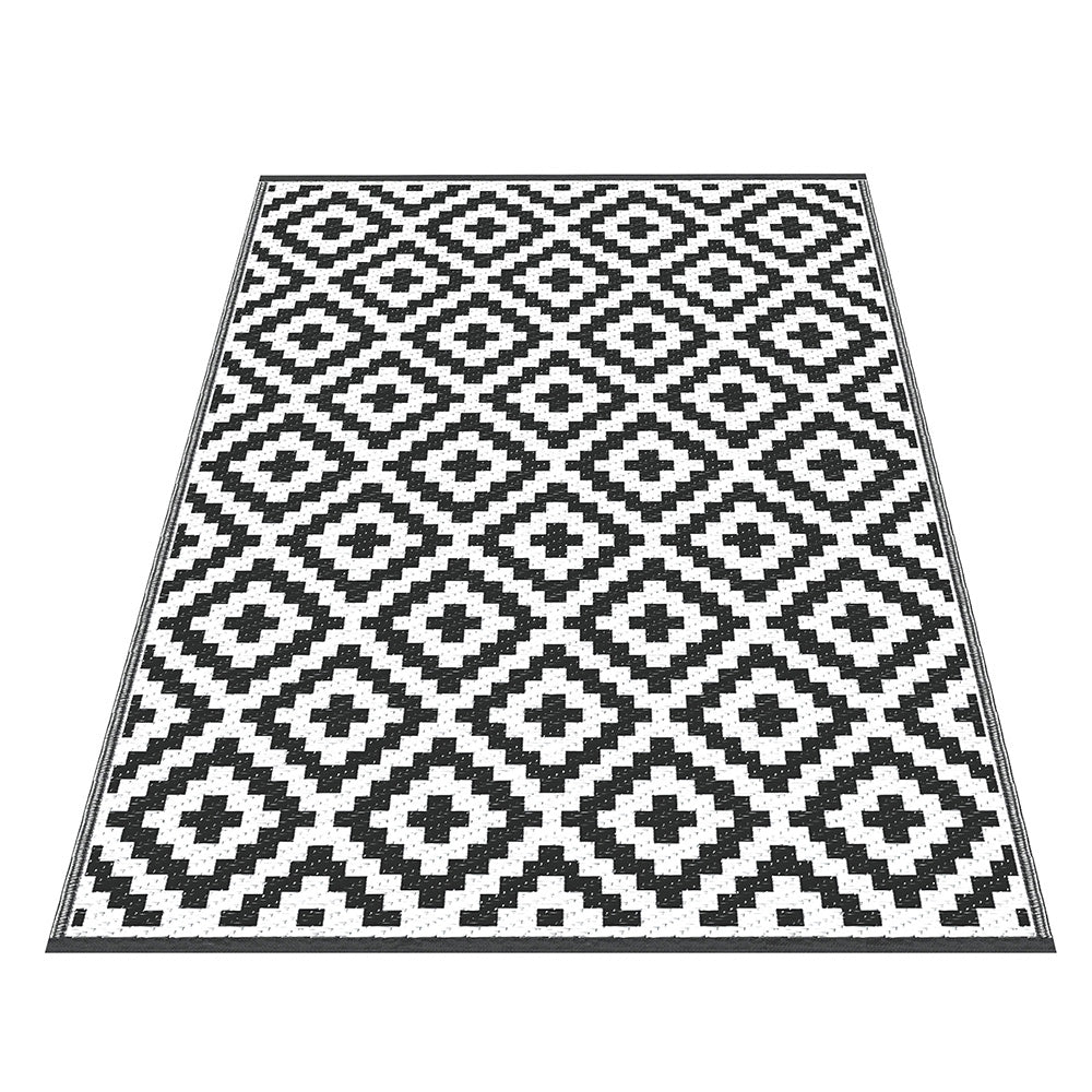 Gardeon Outdoor Rugs 120x180cm Large Carpet Reversible Area Mat PP Dual-Sided Patio Rug Cross-1