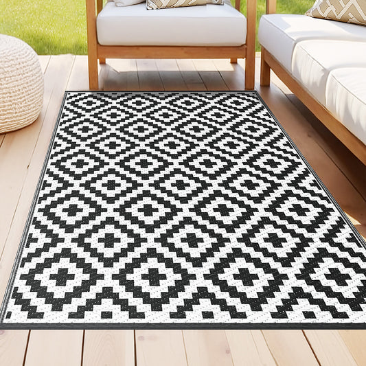 Gardeon Outdoor Rugs 120x180cm Large Carpet Reversible Area Mat PP Dual-Sided Patio Rug Cross-0