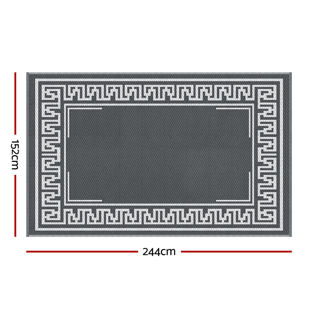 Gardeon Outdoor Rugs 152x244cm Large Carpet Reversible Area Mat PP Dual-Sided Patio Rug Greek Key-1