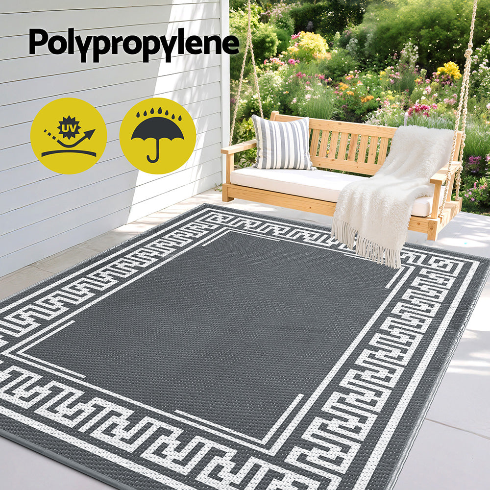Gardeon Outdoor Rugs 152x244cm Large Carpet Reversible Area Mat PP Dual-Sided Patio Rug Greek Key-3