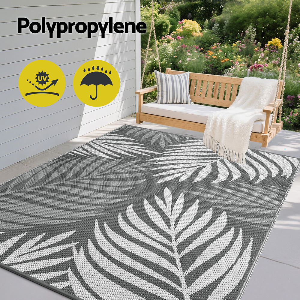 Gardeon Outdoor Rugs 152x244cm Large Carpet Reversible Area Mat PP Dual-Sided Patio Rug Leaf-4