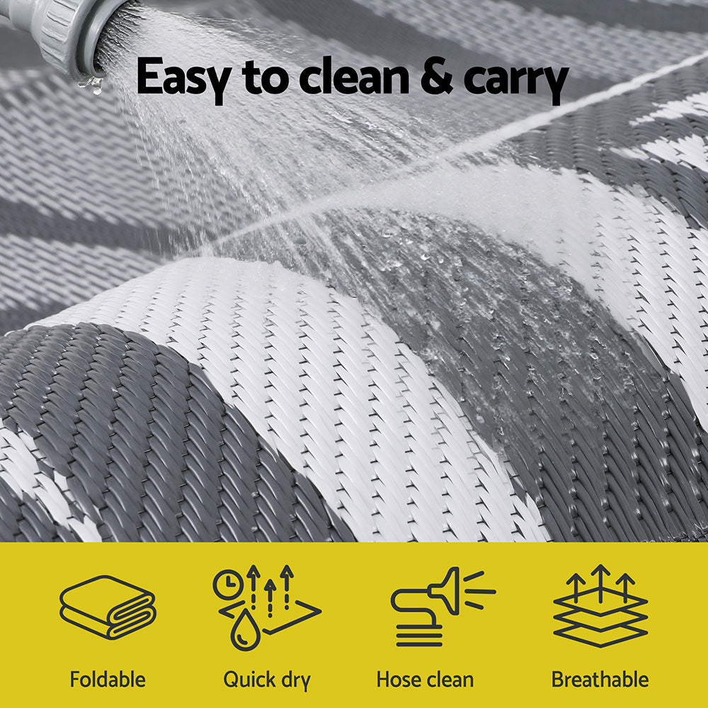 Gardeon Outdoor Rugs 152x244cm Large Carpet Reversible Area Mat PP Dual-Sided Patio Rug Leaf-5