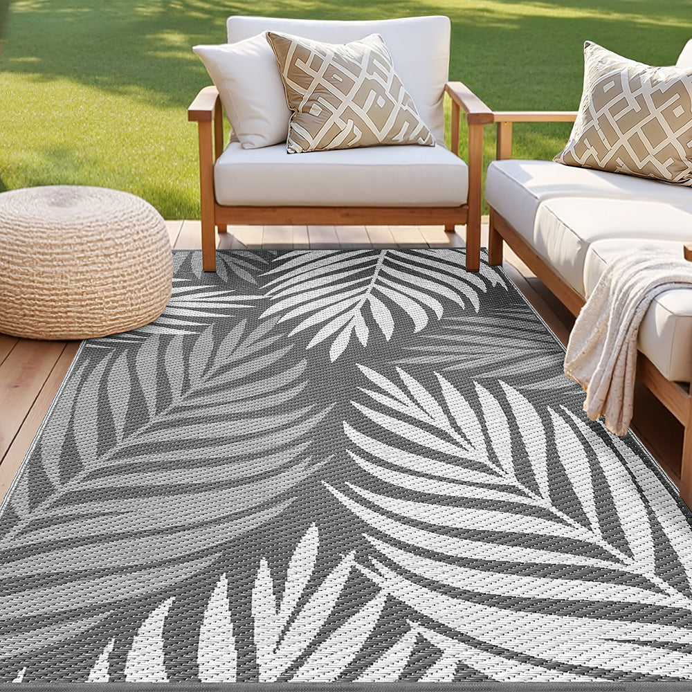 Gardeon Outdoor Rugs 152x244cm Large Carpet Reversible Area Mat PP Dual-Sided Patio Rug Leaf-0