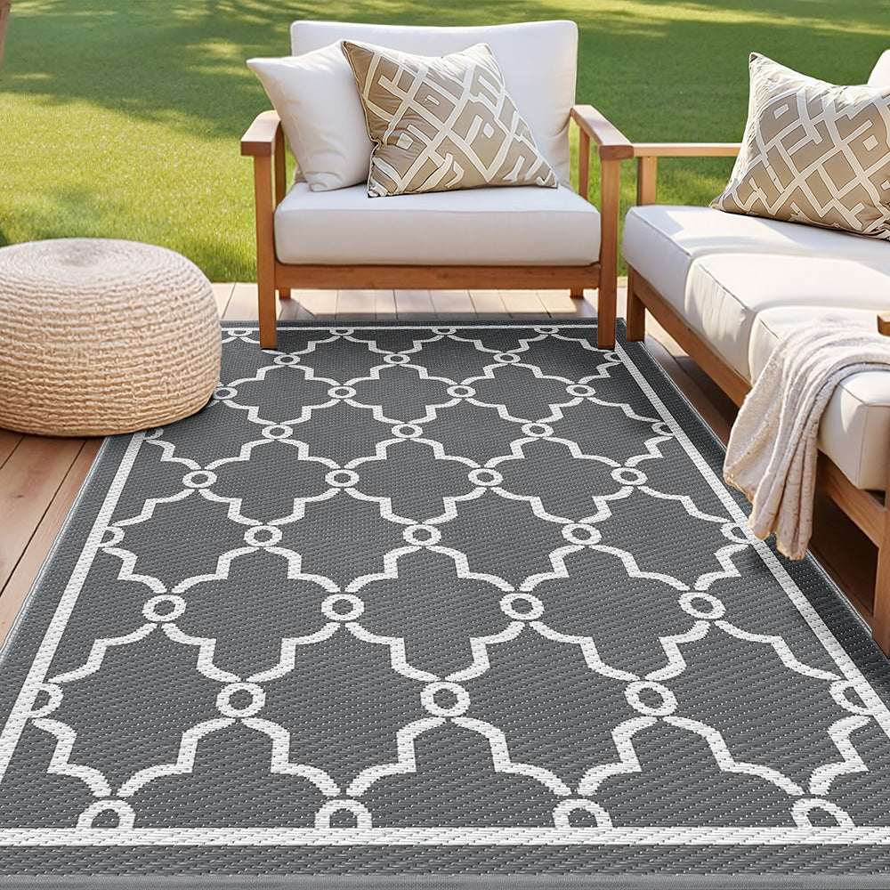 Gardeon Outdoor Rugs 152x244cm Large Carpet Reversible Area Mat PP Dual-Sided Patio Rug Maroc-6