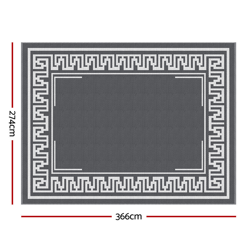 Gardeon Outdoor Rugs 274x366cm Large Carpet Reversible Area Mat PP Dual-Sided Patio Rug Greek Key-2