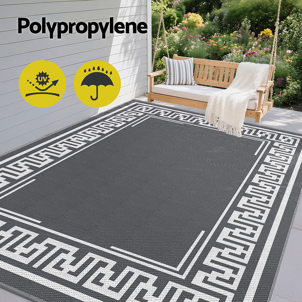 Gardeon Outdoor Rugs 274x366cm Large Carpet Reversible Area Mat PP Dual-Sided Patio Rug Greek Key-4