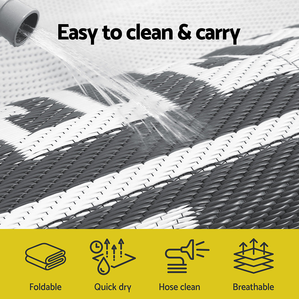 Gardeon Outdoor Rugs 274x366cm Large Carpet Reversible Area Mat PP Dual-Sided Patio Rug Greek Key-5